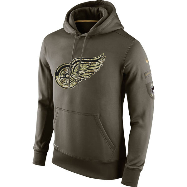 Men NHL Detroit Red Wings Nike Olive Salute To Service KO Performance Hoodie Green